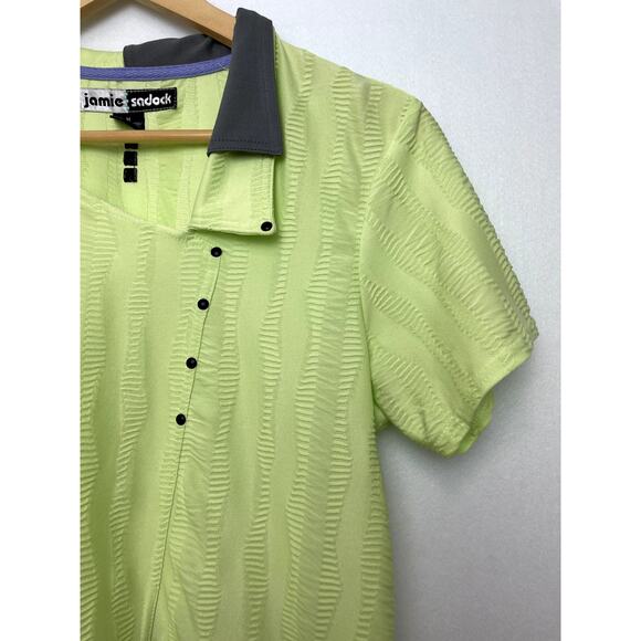 Jamie Sadock Vintage Womens Golf Polo Lime Green Gray Medium - Picture 2 of 10